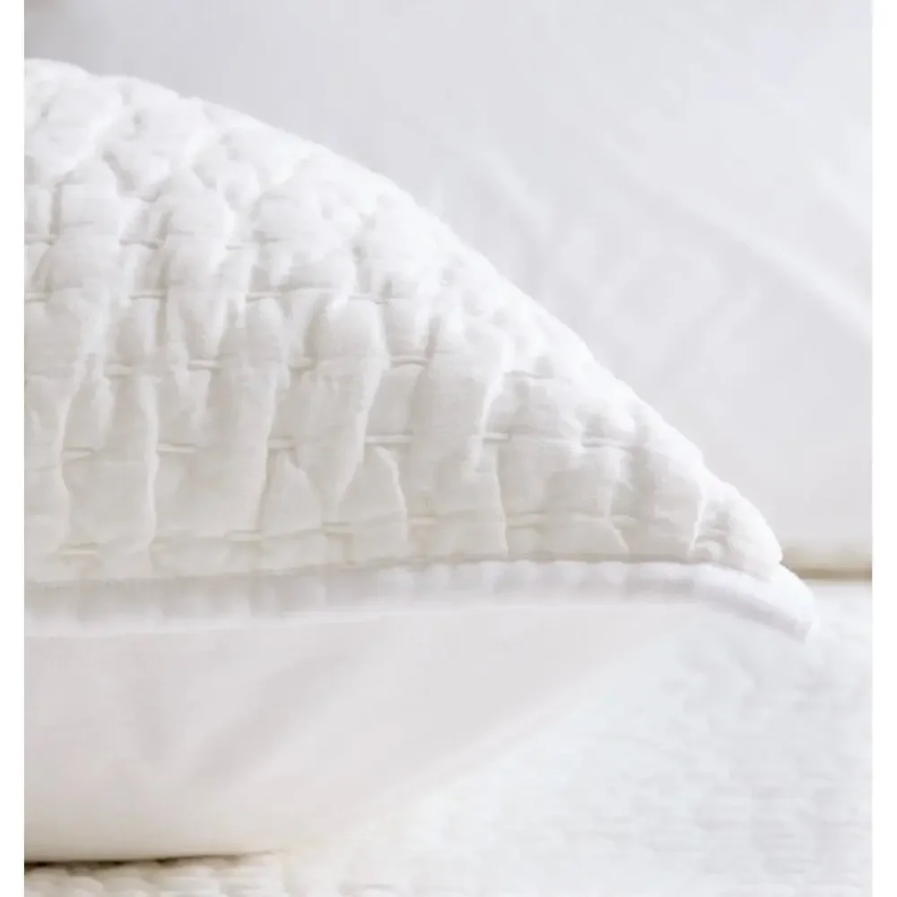 New! Quince Silk Pick Sham Set Hand Stitch Quilted King Sham Set White NWOT #21